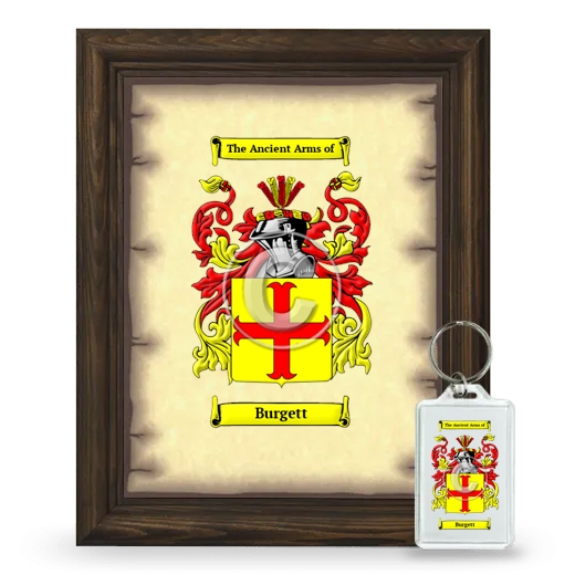 Burgett Framed Coat of Arms and Keychain - Brown