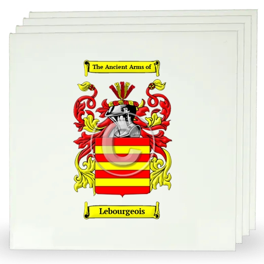 Lebourgeois Set of Four Large Tiles with Coat of Arms