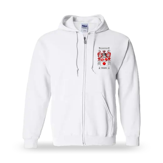 Bourgoine Unisex Coat of Arms Zip Sweatshirt - White