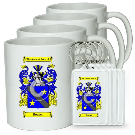 Boutet Set of 4 Coffee Mugs and Keychains