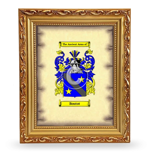 Boutot Coat of Arms Framed - Gold