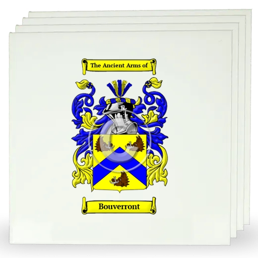 Bouverront Set of Four Large Tiles with Coat of Arms