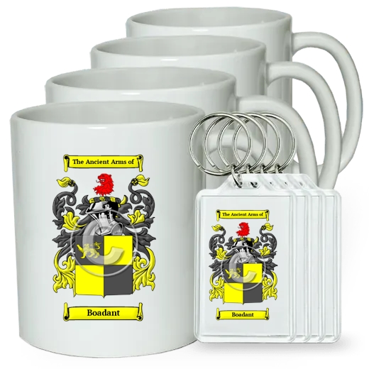 Boadant Set of 4 Coffee Mugs and Keychains