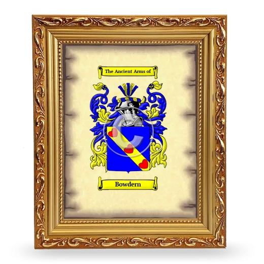 Bowdern Coat of Arms Framed - Gold