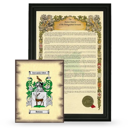 Bowan Framed History and Coat of Arms Print - Black