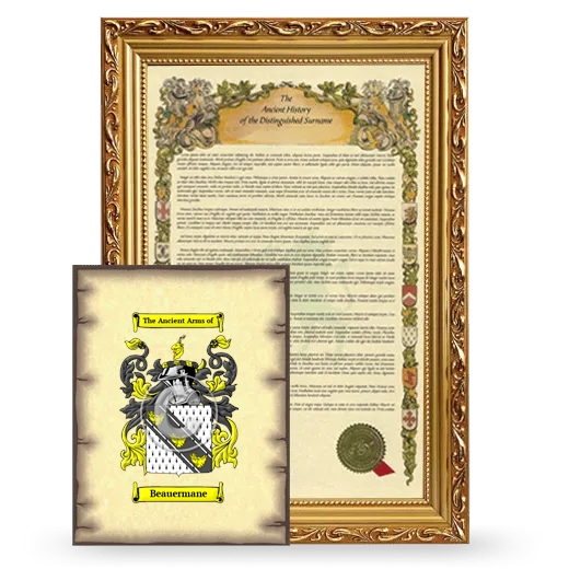 Beauermane Framed History and Coat of Arms Print - Gold