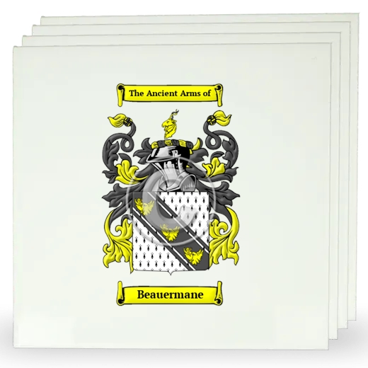 Beauermane Set of Four Large Tiles with Coat of Arms