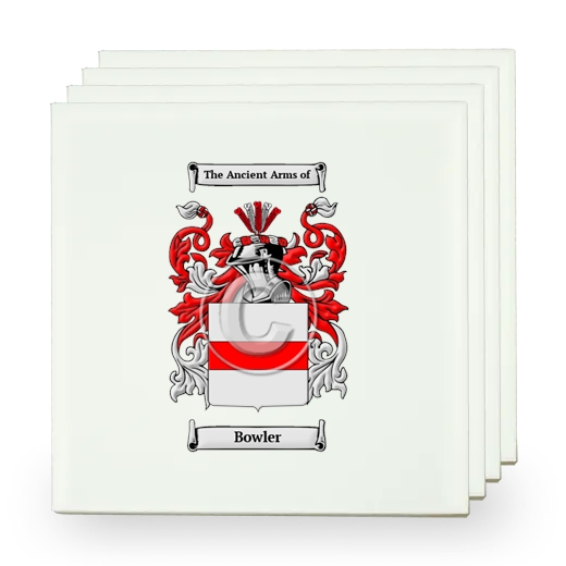 Bowler Set of Four Small Tiles with Coat of Arms