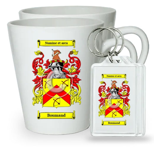 Boumand Pair of Latte Mugs and Pair of Keychains