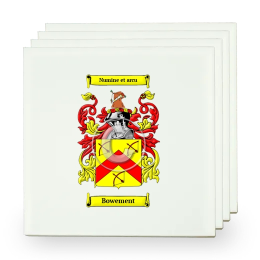 Bowement Set of Four Small Tiles with Coat of Arms