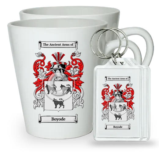 Boyode Pair of Latte Mugs and Pair of Keychains