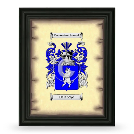 Delaboye Coat of Arms Framed - Black