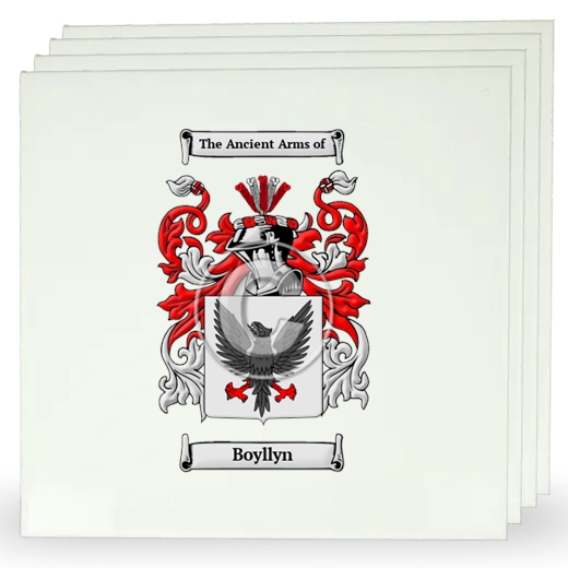 Boyllyn Set of Four Large Tiles with Coat of Arms
