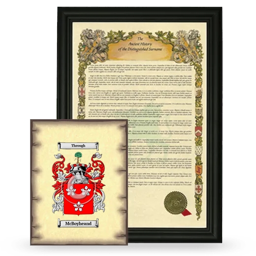 McBoyheand Framed History and Coat of Arms Print - Black