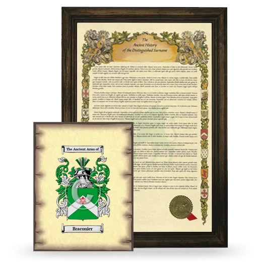 Braconier Framed History and Coat of Arms Print - Brown