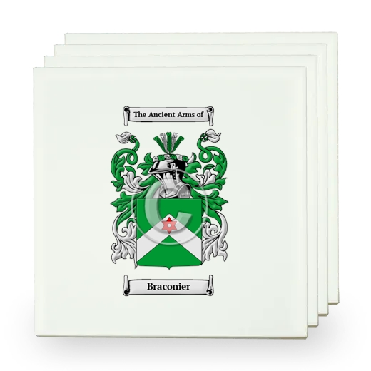 Braconier Set of Four Small Tiles with Coat of Arms
