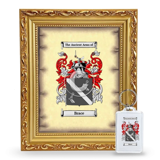 Brace Framed Coat of Arms and Keychain - Gold