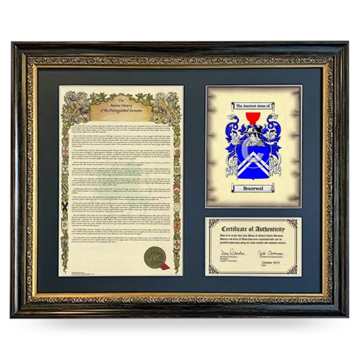 Brazewal Framed Surname History and Coat of Arms- Heirloom