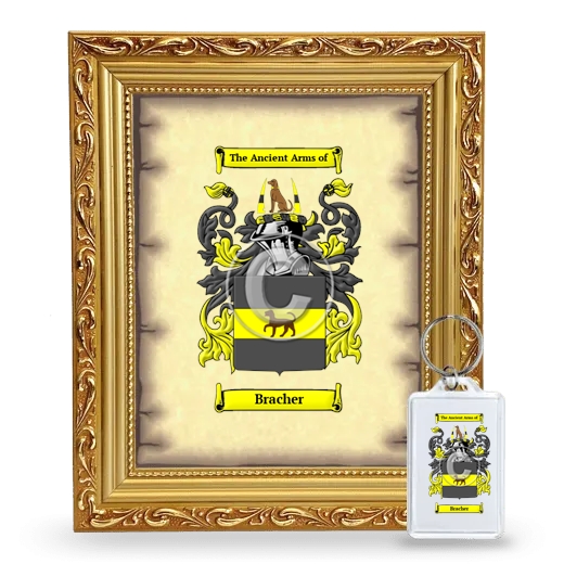 Bracher Framed Coat of Arms and Keychain - Gold
