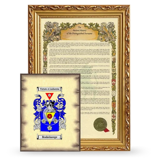 Brakeinrege Framed History and Coat of Arms Print - Gold