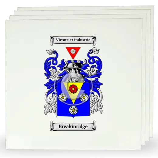 Breakinridge Set of Four Large Tiles with Coat of Arms
