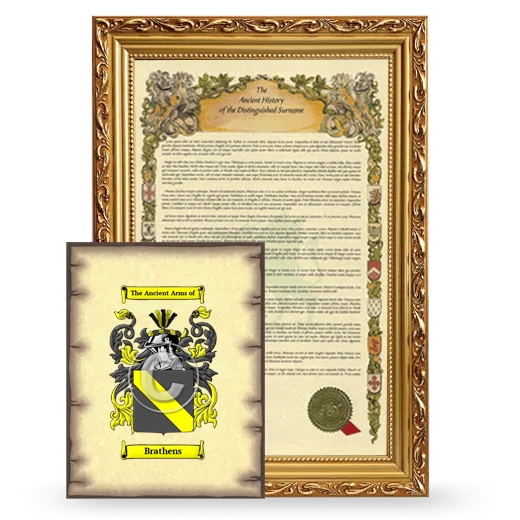 Brathens Framed History and Coat of Arms Print - Gold