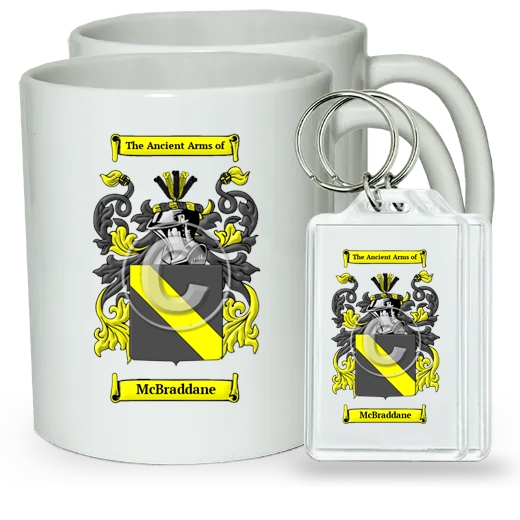 McBraddane Pair of Coffee Mugs and Pair of Keychains