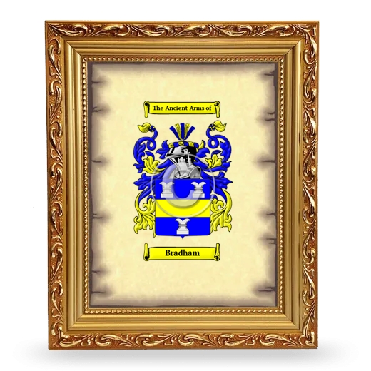 Bradham Coat of Arms Framed - Gold