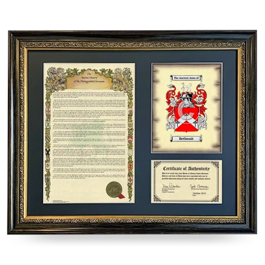Bethwait Framed Surname History and Coat of Arms- Heirloom