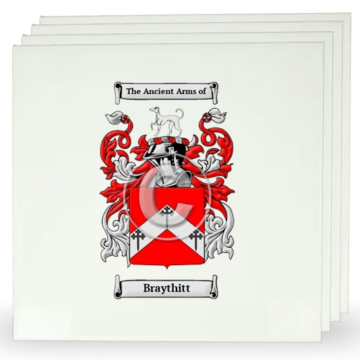 Braythitt Set of Four Large Tiles with Coat of Arms