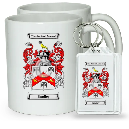 Bradley Pair of Coffee Mugs and Pair of Keychains