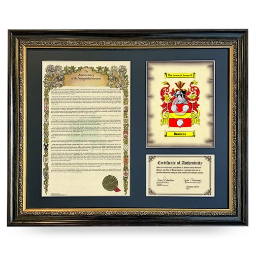 Brancas Framed Surname History and Coat of Arms- Heirloom