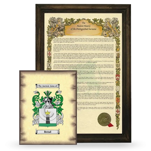 Brend Framed History and Coat of Arms Print - Brown
