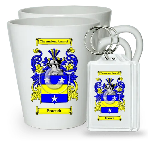 Braendt Pair of Latte Mugs and Pair of Keychains