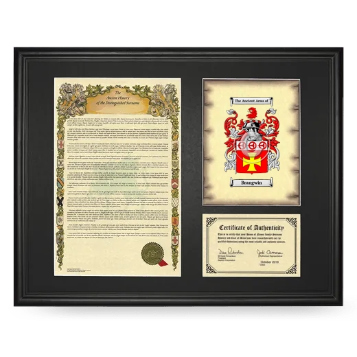 Brangwin Framed Surname History and Coat of Arms - Black