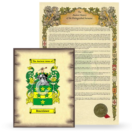 Braceiowe Coat of Arms and Surname History Package