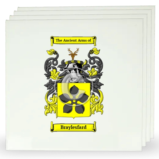 Braylesfard Set of Four Large Tiles with Coat of Arms