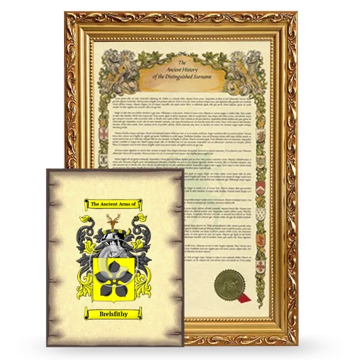 Brelsfithy Framed History and Coat of Arms Print - Gold