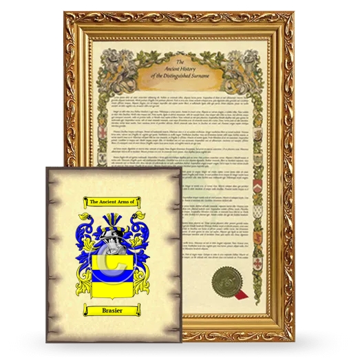 Brasier Framed History and Coat of Arms Print - Gold