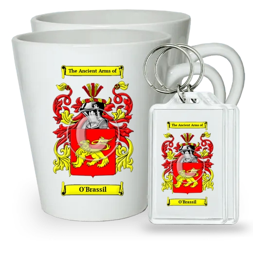 O'Brassil Pair of Latte Mugs and Pair of Keychains