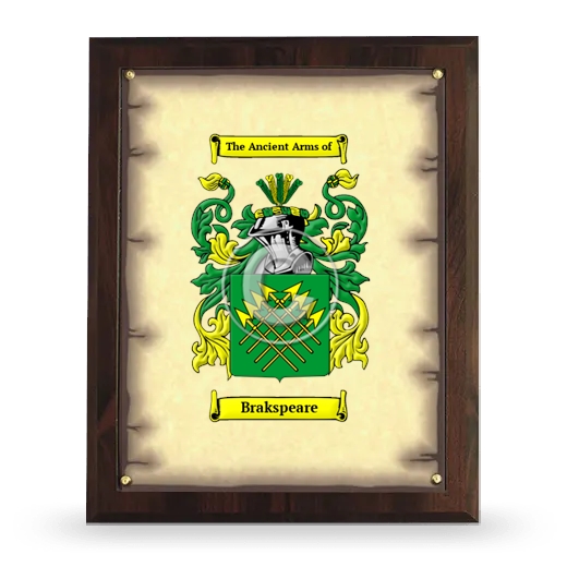 Brakspeare Coat of Arms Plaque