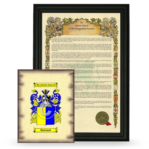 Bratenol Framed History and Coat of Arms Print - Black
