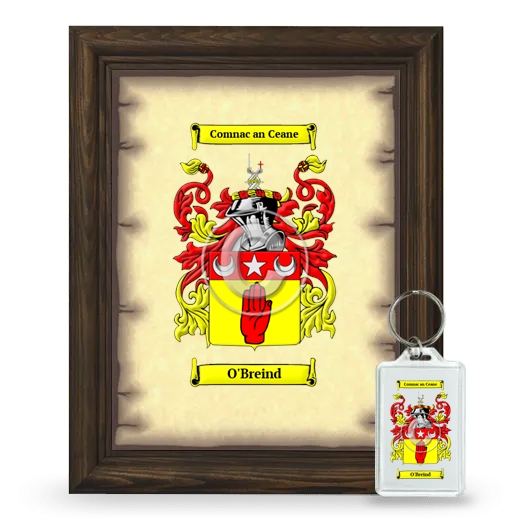 O'Breind Framed Coat of Arms and Keychain - Brown