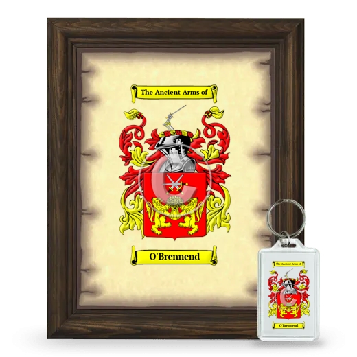 O'Brennend Framed Coat of Arms and Keychain - Brown