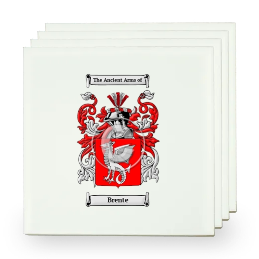 Brente Set of Four Small Tiles with Coat of Arms