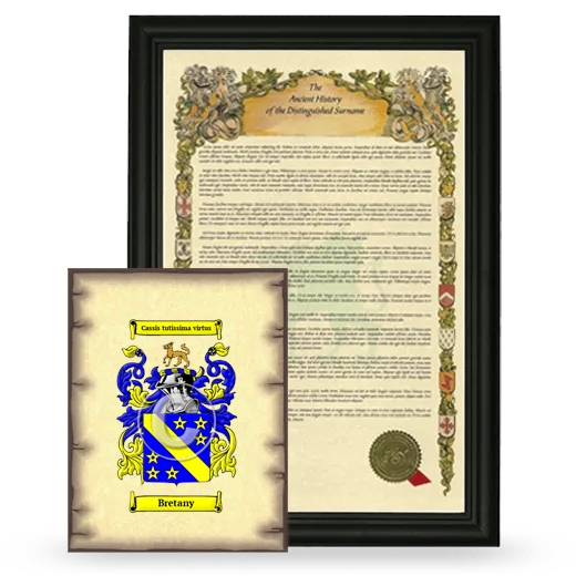 Bretany Framed History and Coat of Arms Print - Black