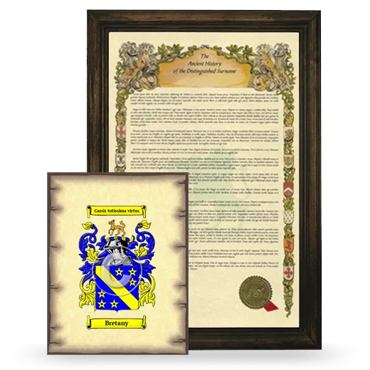 Bretany Framed History and Coat of Arms Print - Brown