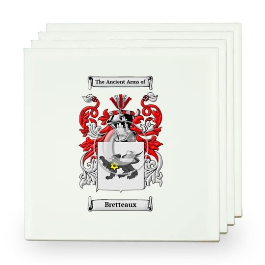 Bretteaux Set of Four Small Tiles with Coat of Arms