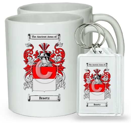 Braetz Pair of Coffee Mugs and Pair of Keychains