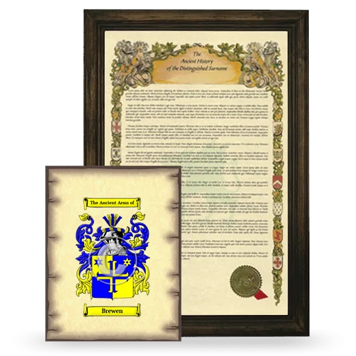 Brewen Framed History and Coat of Arms Print - Brown